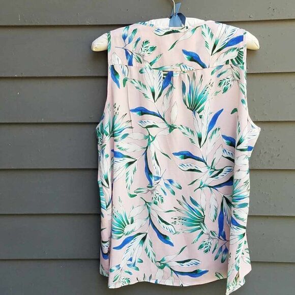 C & E Pink Tropical Sleeveless Blouse size XL - Picture 8 of 9
